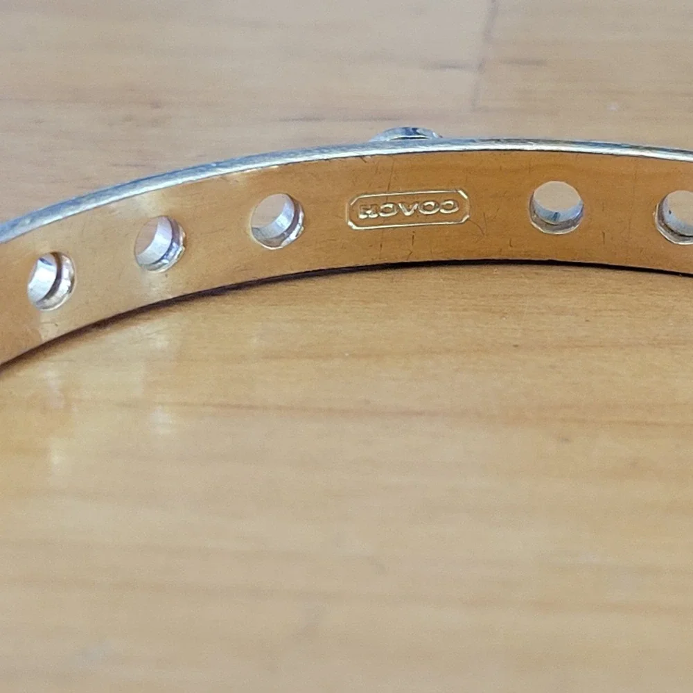 Vintage COACH Gold Tone Enamel Grommet Rivet Bangle Purple Pink